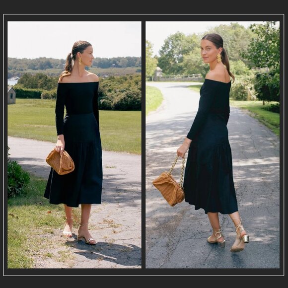 Tuckernuck | NEW Marissa Off The Shoulder Midi Dress in Black Size XS - Picture 1 of 9